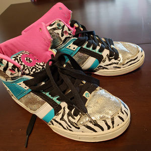 Pink, Blue, Zebra Print Osiris Skate Shoes